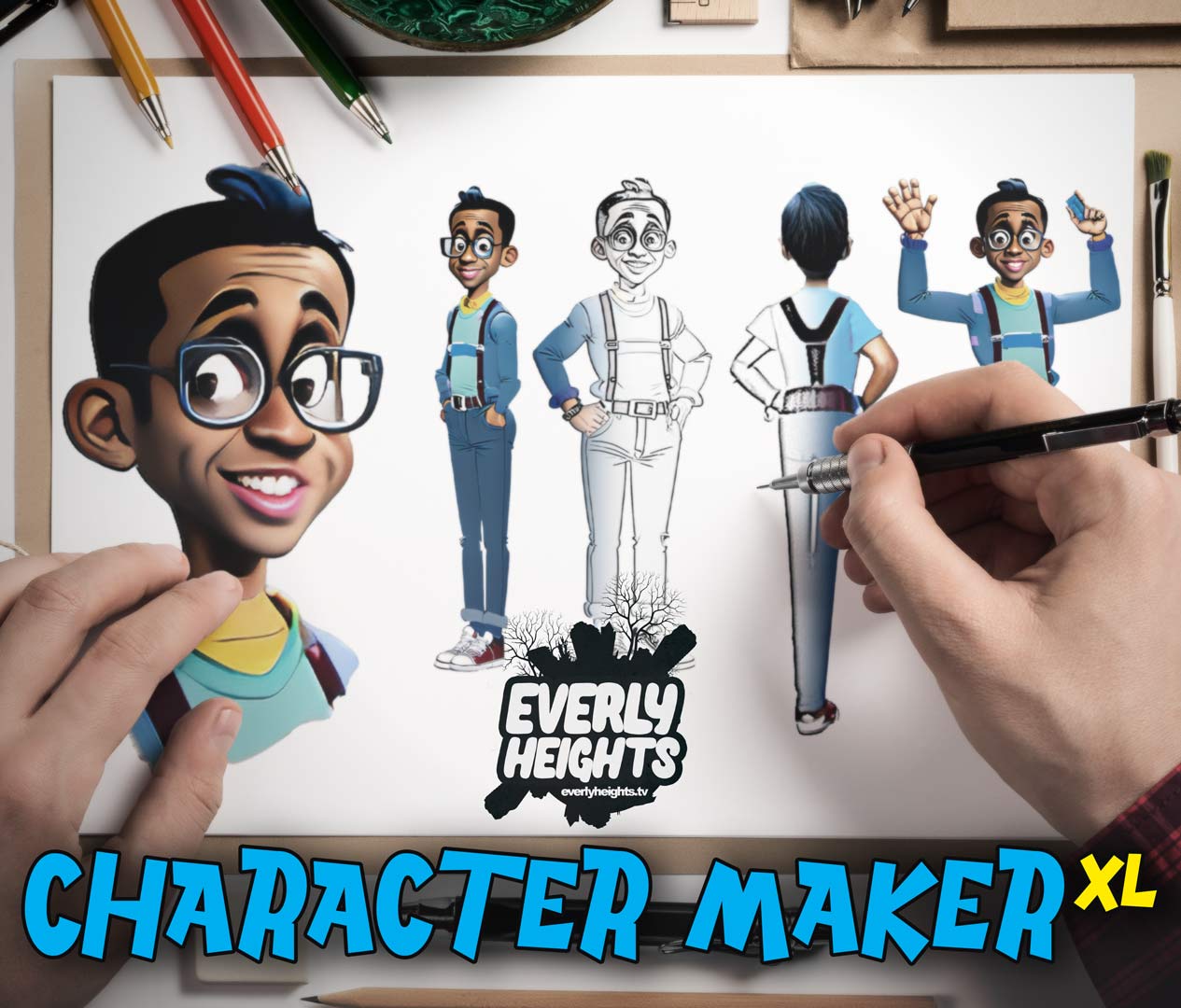 Everly Heights Character Maker XL - Create consistent character turnarounds for use in animation with SDXL