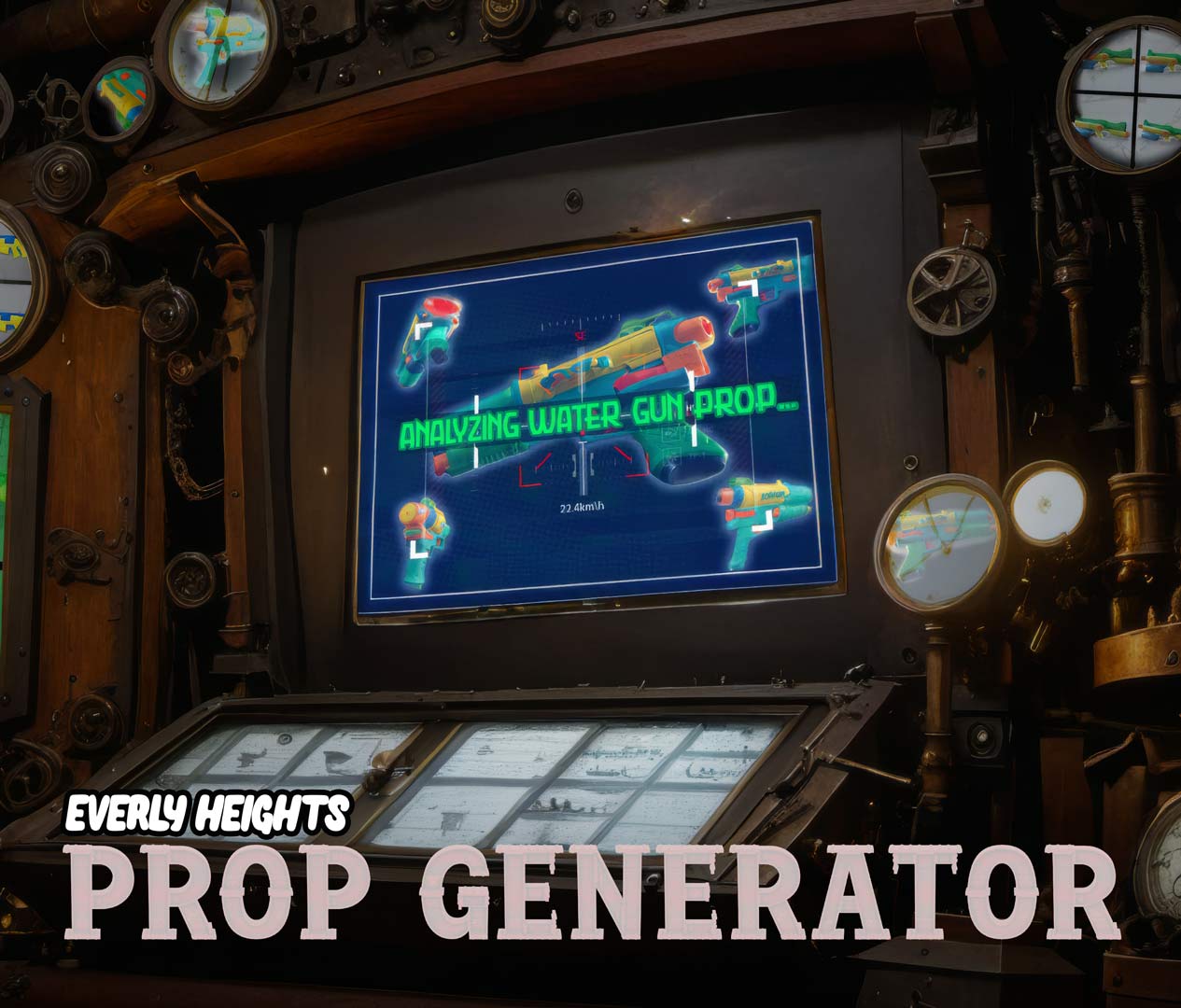 Everly Heights Prop Generator generates prop turnarounds with any checkpoint in SDXL.